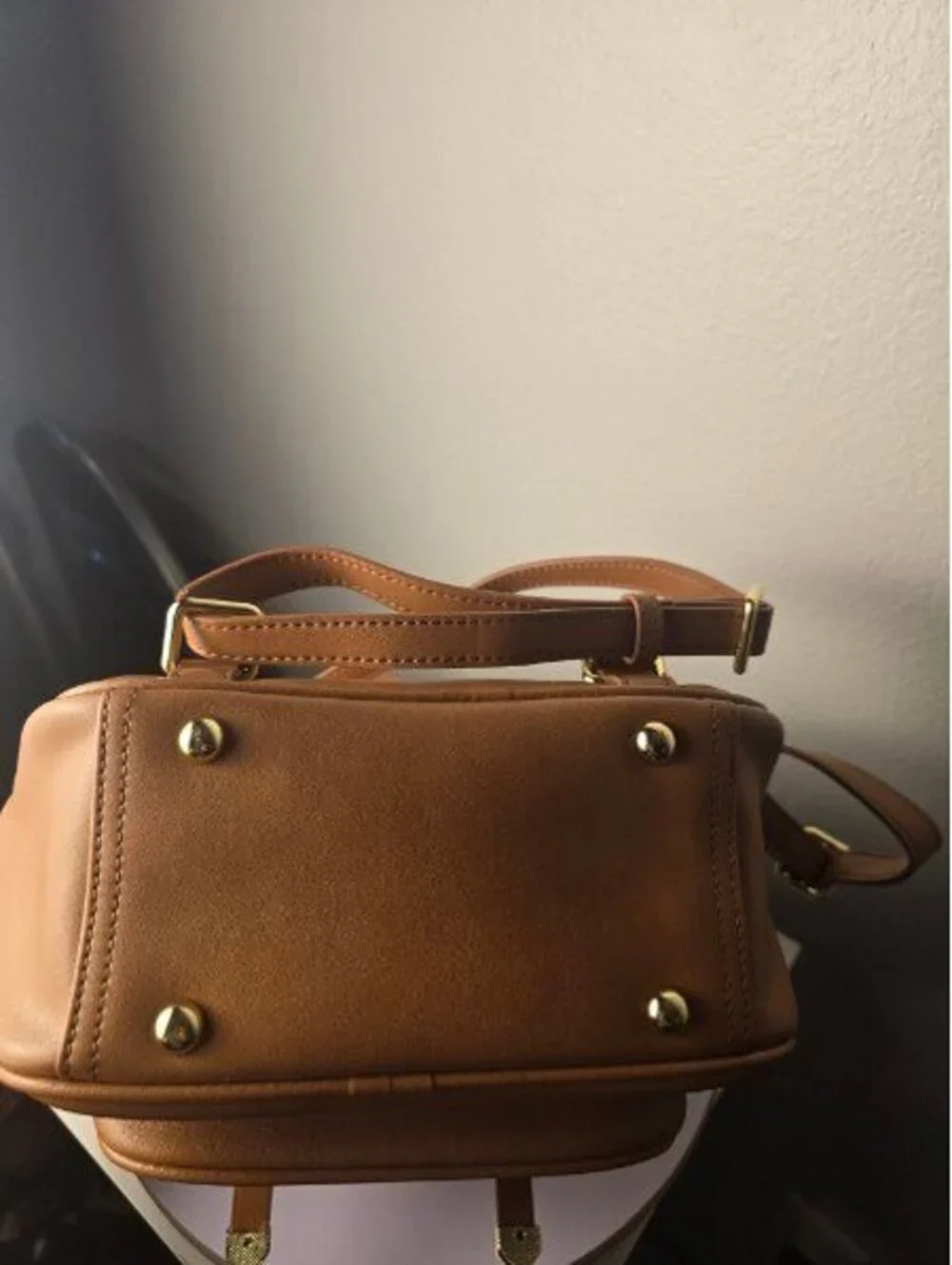 Belle & Bloom Camila Leather Backpack – Tan/Brown Gold Hardware Excellent